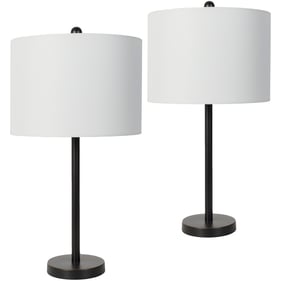 2 Livabliss Tulip Black White Metallic Brass Accent Table Lamps