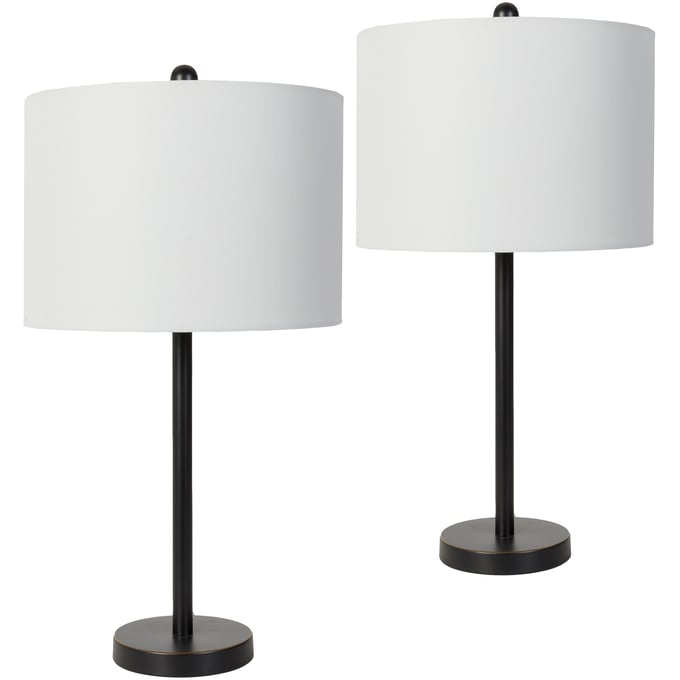 2 Livabliss Tulip Black White Metallic Brass Accent Table Lamps TLP001-SET