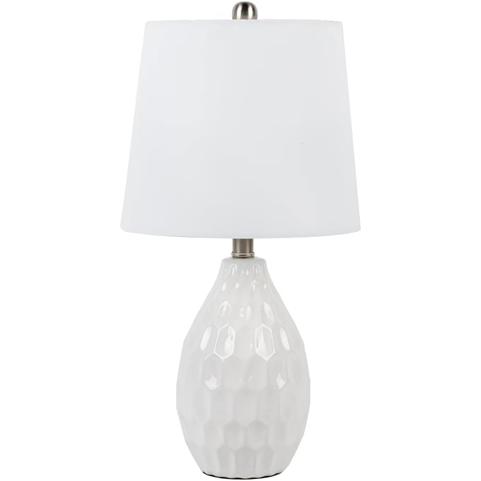 Livabliss Tenri White Metallic Nickel Accent Table Lamp TNI-001