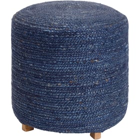 Livabliss Tropics Dark Blue Denim Brown Ottoman