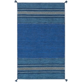 Livabliss Trenza Ink Ice Blue Black Handmade Rug - 90x60