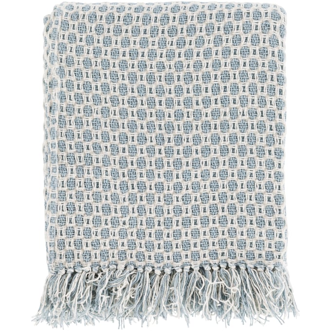 Livabliss Trestle Light Blue Cream Throw TSL2001-5060