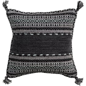 Livabliss Trenza Charcoal Light Gray Black Accent Pillow Cover - 18x18