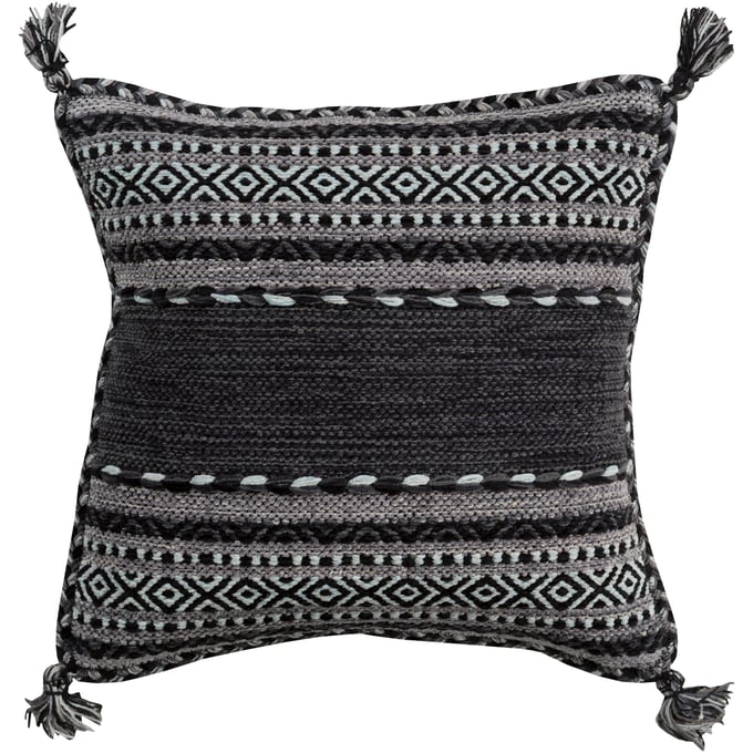 Livabliss Trenza Charcoal Light Gray Black Accent Pillow Cover - 18x18 TZ001-1818