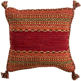 Livabliss Trenza Red Dark Brown Rust Accent Pillow Cover - 18x18