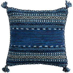 Livabliss Trenza Black Dark Ink Ice Blue Down Accent Pillow - 22x22