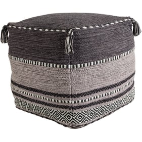 Livabliss Trenza Black Charcoal Light Gray Beige Pouf