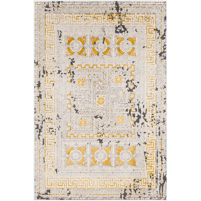 Livabliss Venezia Mustard Burnt Orange Light Beige Slate Black Machine Woven Rug - 87x63 VNZ2300-5373