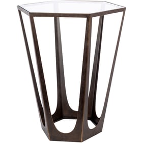 Livabliss Vortex Clear Brown 22 Inch End Table