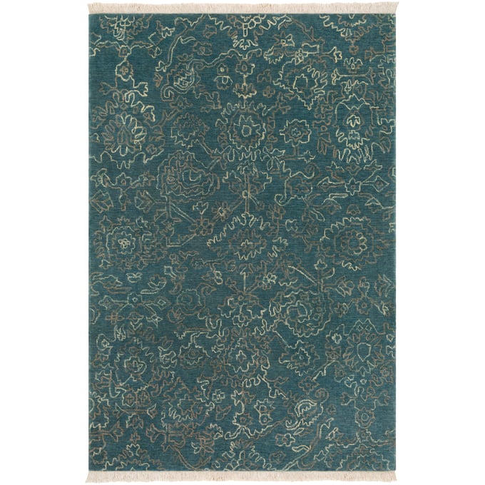 Livabliss Wilmington Dark Blue Teal Oatmeal Light Brown Handmade Rug - 72x48 WLG9004-46