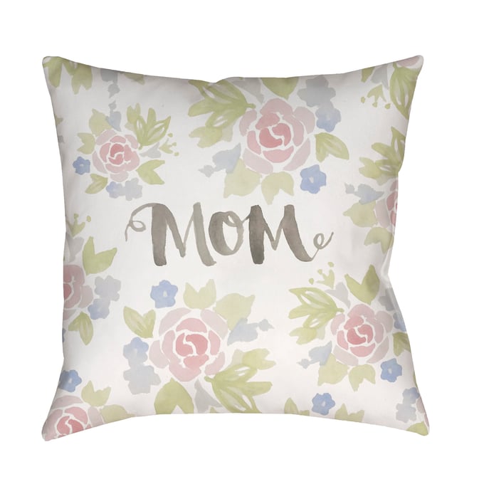 Livabliss Mom II Off White Light Silver Ash Sage Pale Slate Accent Pillow Cover - 18x18 WMOM016-1818