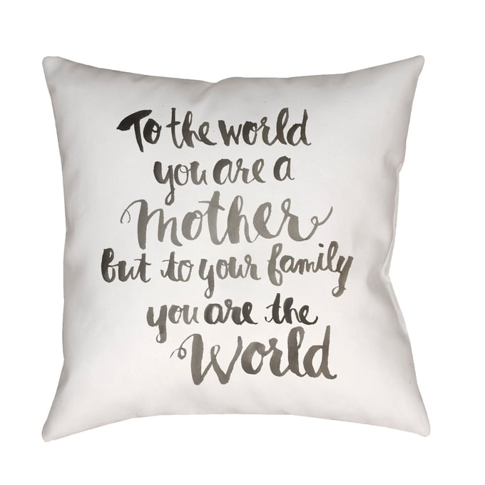 Livabliss You Are The World Off White Light Silver Pale Slate Accent Pillow Cover - 18x18 WMOM017-1818