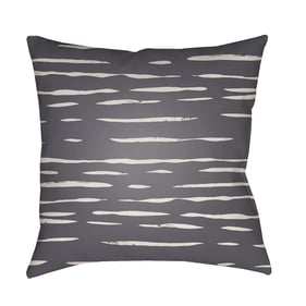 Livabliss Painted Stripes Grey Ink Nickel Accent Pillow Cover - 18x18