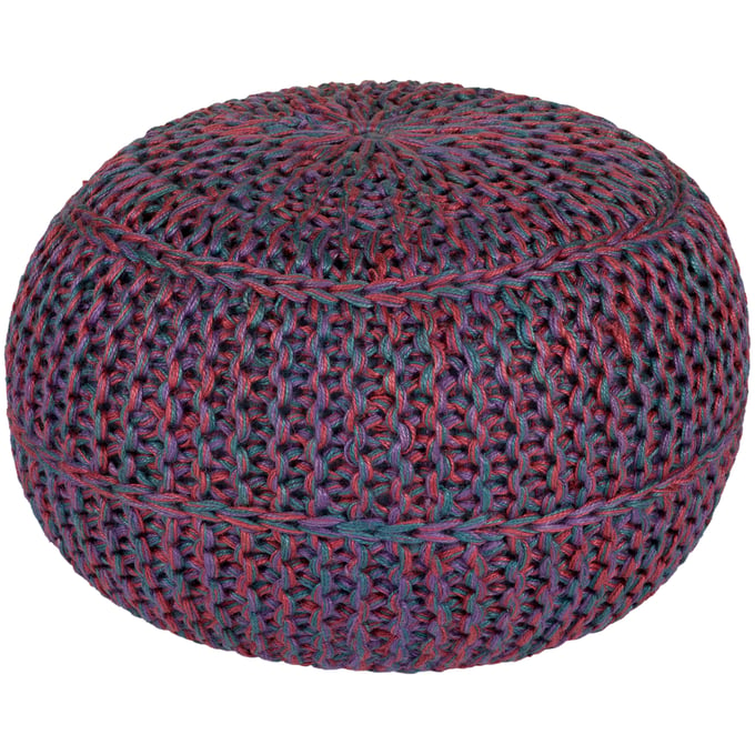 Livabliss Wisteria Burgundy Plum Blue Pouf WTPF-001