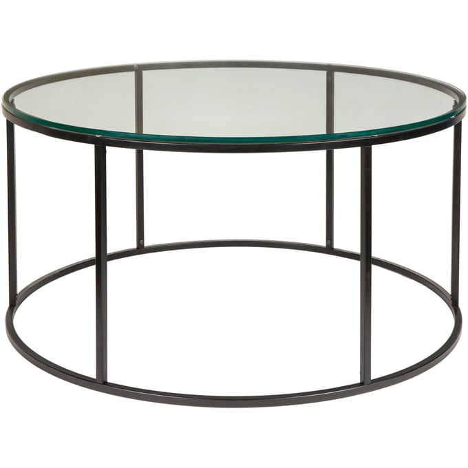 Livabliss Aryaa Clear Black Round Coffee Table YAA-006