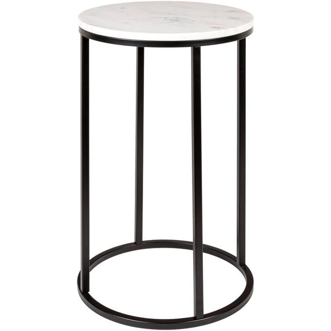 Livabliss Aryaa White Black Round End Table YAA-013