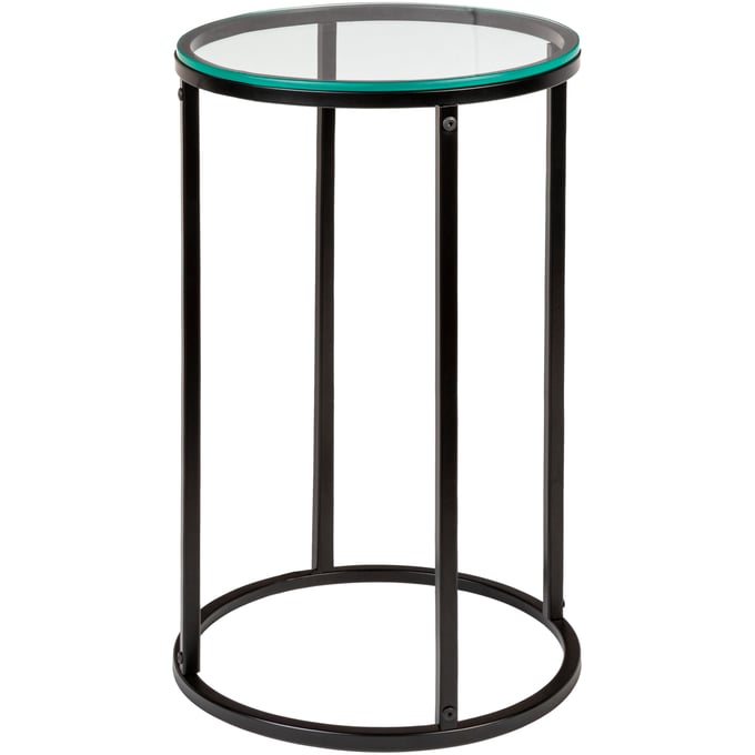 Livabliss Aryaa Clear Black Round End Table YAA-015