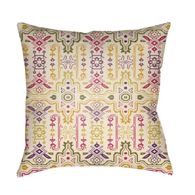 Livabliss Yindi Rose Cream Olive Fuchsia Accent Pillow Cover - 18x18