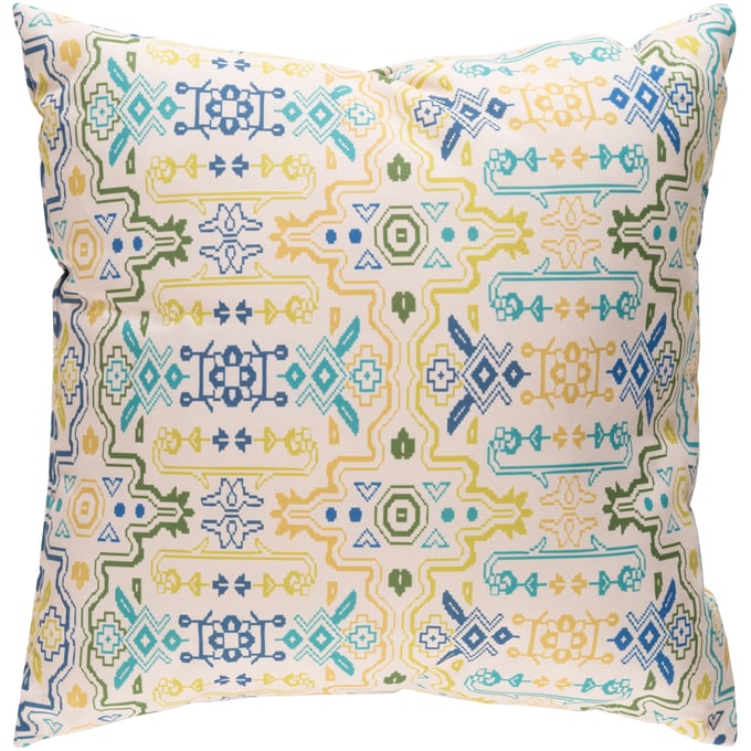 Livabliss Yindi Ivory Dark Blue Medium Green Teal Mustard Accent Pillow Cover - 20x20 YN014-2020