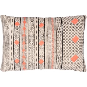 Livabliss Zoya Beige Black Dusty Coral Denim Accent Pillow Cover - 16x24