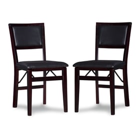 2 Linon Kiera Dark Brown Pad Folding Chairs