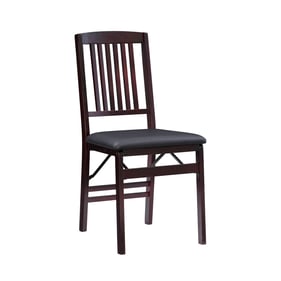 2 Linon Triena Merlot Dark Brown Mission Back Folding Chairs