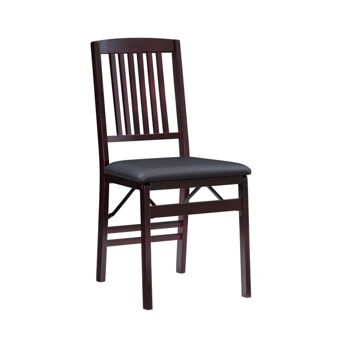 2 Linon Triena Merlot Dark Brown Mission Back Folding Chairs LN-01825ESP-02-AS-U