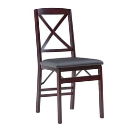 2 Linon Triena Merlot Dark Brown X Back Folding Chairs