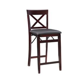 Linon Triena Merlot Dark Brown X Back Folding Counter Height Stool