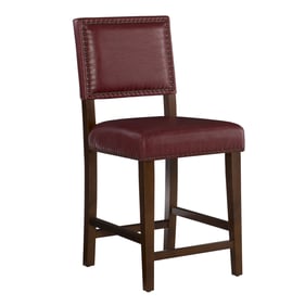 Linon Brook Walnut Red Counter Height Stool