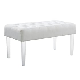 Linon Ella White Linen Glitz Acrylic Leg Bench