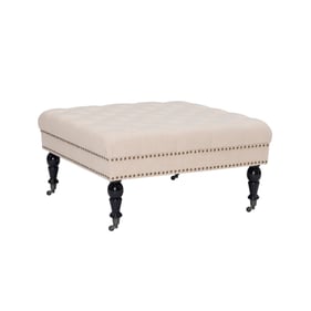 Linon Isabelle Natural Square Tufted Ottoman