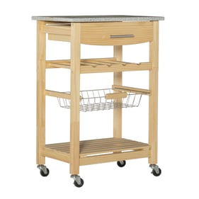 Linon Roger Natural Kitchen Cart with Granite Top