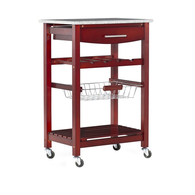 Linon Roger Wenge Kitchen Cart with Granite Top LN-44037WENGE-01-KD-U