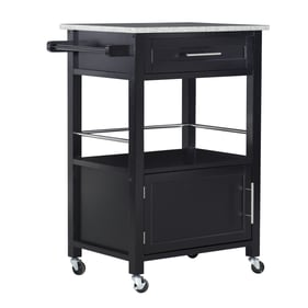 Linon Mitchell Black Cart with Granite Top