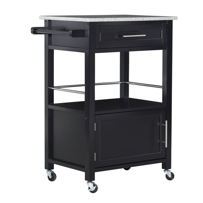 Linon Mitchell Black Cart with Granite Top LN-464808BLK01U