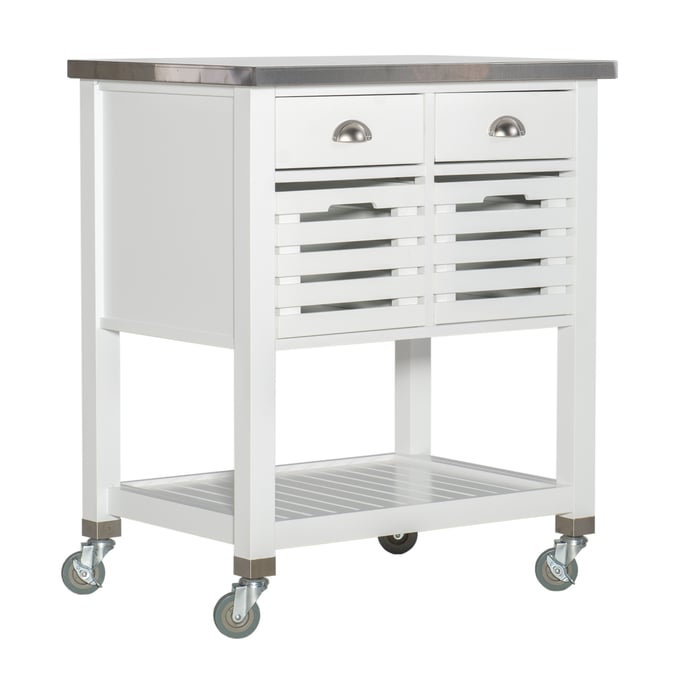 Linon Robbin White Wood Kitchen Cart LN-464810WHT01U