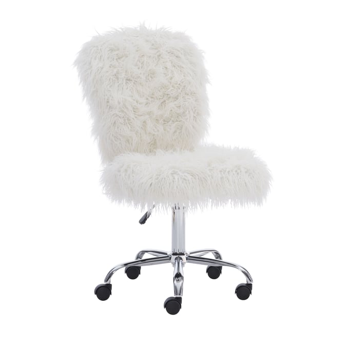 Linon Langford White Faux Fur Task Chair LN-558255CHRM01