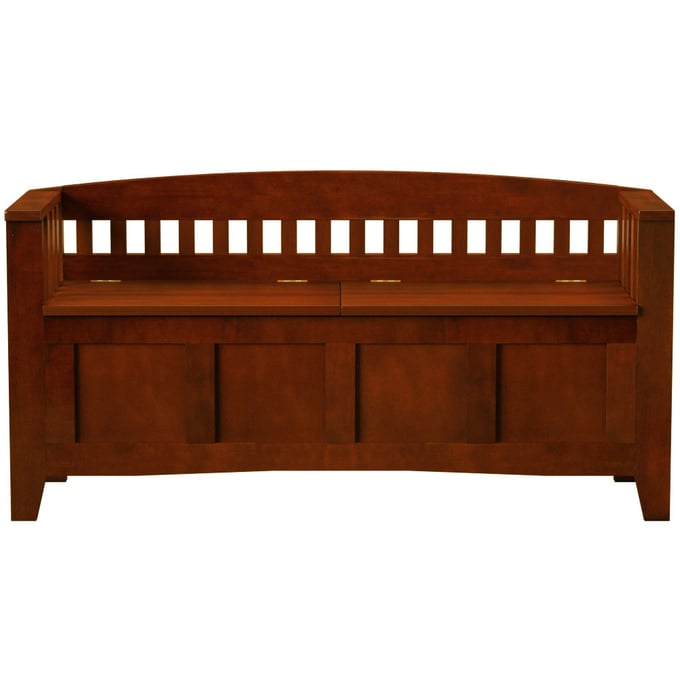 Linon Shayla Walnut Split Seat Storage Bench LN-85001WALZ-01-KD-U