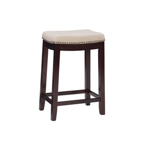 Linon Claridge Dark Walnut Beige Counter Height Stool