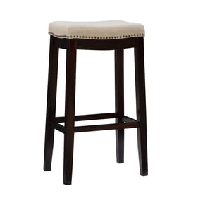 Linon Claridge Dark Walnut Beige Bar Stool