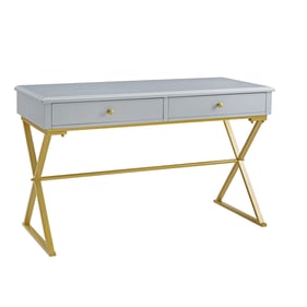 Linon Campaign Grey Gold 2 Drawers Desk