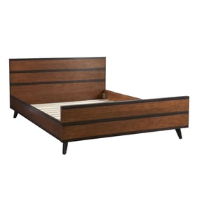 Linon Reid Walnut Wood Queen Platform Bed