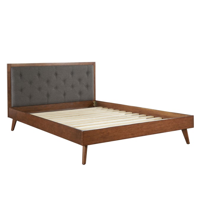 Linon Reid Walnut Gray Queen Platform Bed LN-BD52PLTU01AB