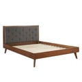 Mid Century Platform Queen Upholstered Bed