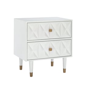 Linon Geo White Gold Two Drawers Texture Nightstand