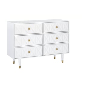 Linon Geo White Gold 6 Drawers Texture Dresser