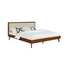 Linon Reid Walnut Oatmeal 2pc Bedroom Set with King Bed