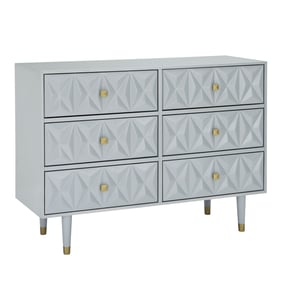 Linon Geo Grey Gold 6 Drawers Texture Dresser