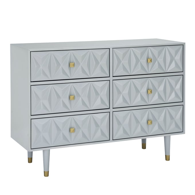 Linon Geo Grey Gold 6 Drawers Texture Dresser LN-BD65GRY01AS